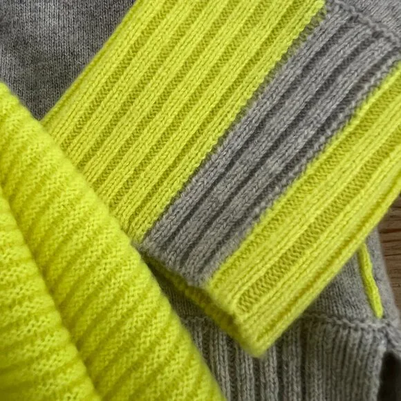 Kinross Cashmere Sweater & Wrap Set – 100% Cashmere | Gray & Vibrant Citron - Picture 7 of 7